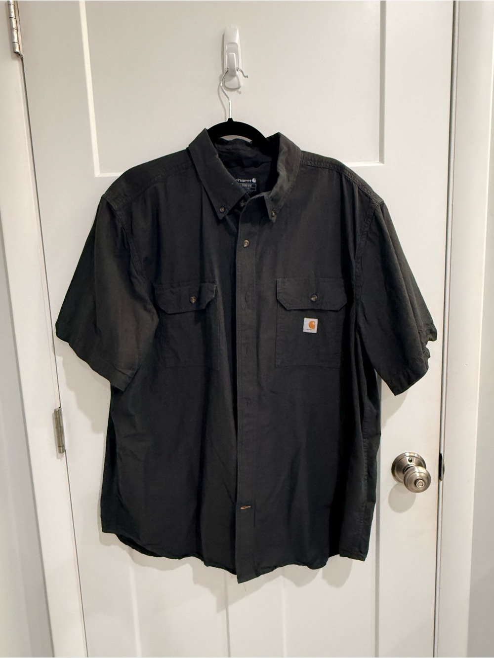 Carhartt Men's Charcoal Gray Short-Sleeve Button-Down Work Shirt